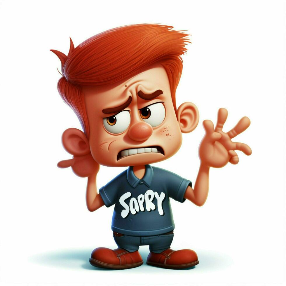 Sorry 2d cartoon illustraton on white background high qual photo