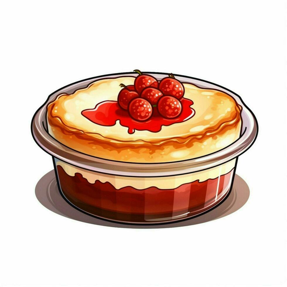 Souffle Dish 2d cartoon illustraton on white background hi photo