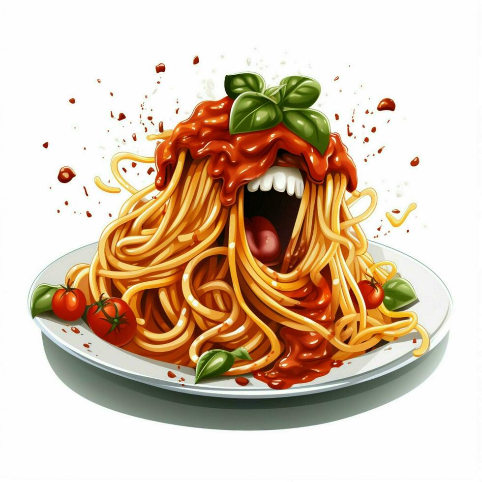 Spaghetti 2d vector illustration cartoon in white backgrou photo