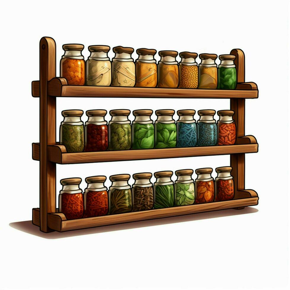 Spice Rack 2d cartoon illustraton on white background high photo