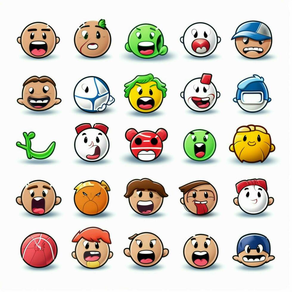 deporte emojis 2d dibujos animados vector ilustración en blanco respaldo foto