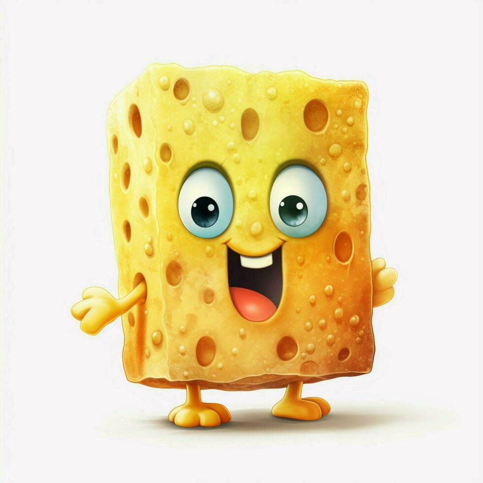 Sponge 2d cartoon illustraton on white background high qua photo