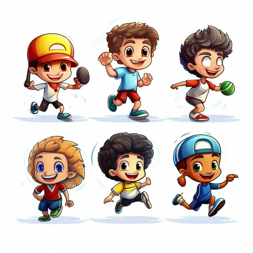 Sport Emojis 2d cartoon vector illustration on white backg photo