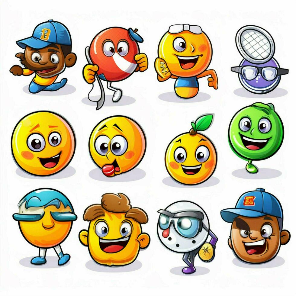 Sport Emojis 2d cartoon vector illustration on white backg photo