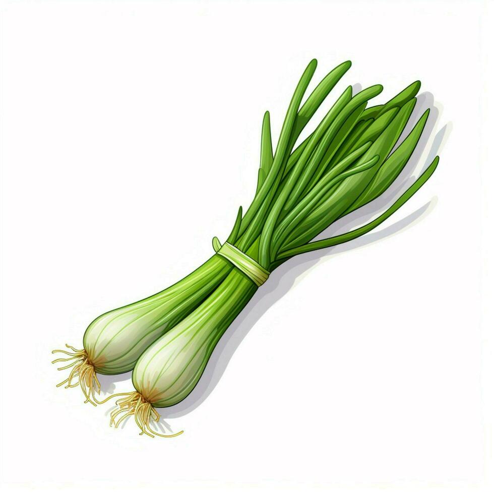 Spring onion 2d cartoon illustraton on white background hi photo