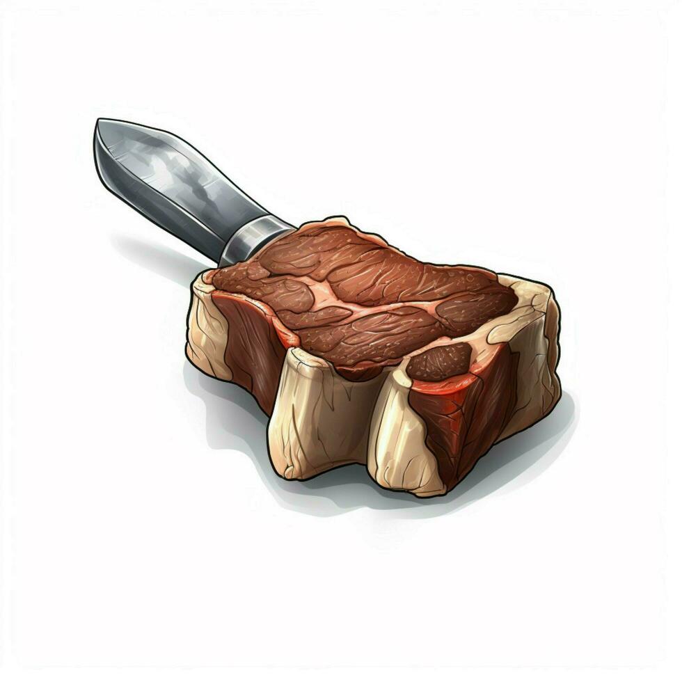 Steak Hammer 2d cartoon illustraton on white background hi photo