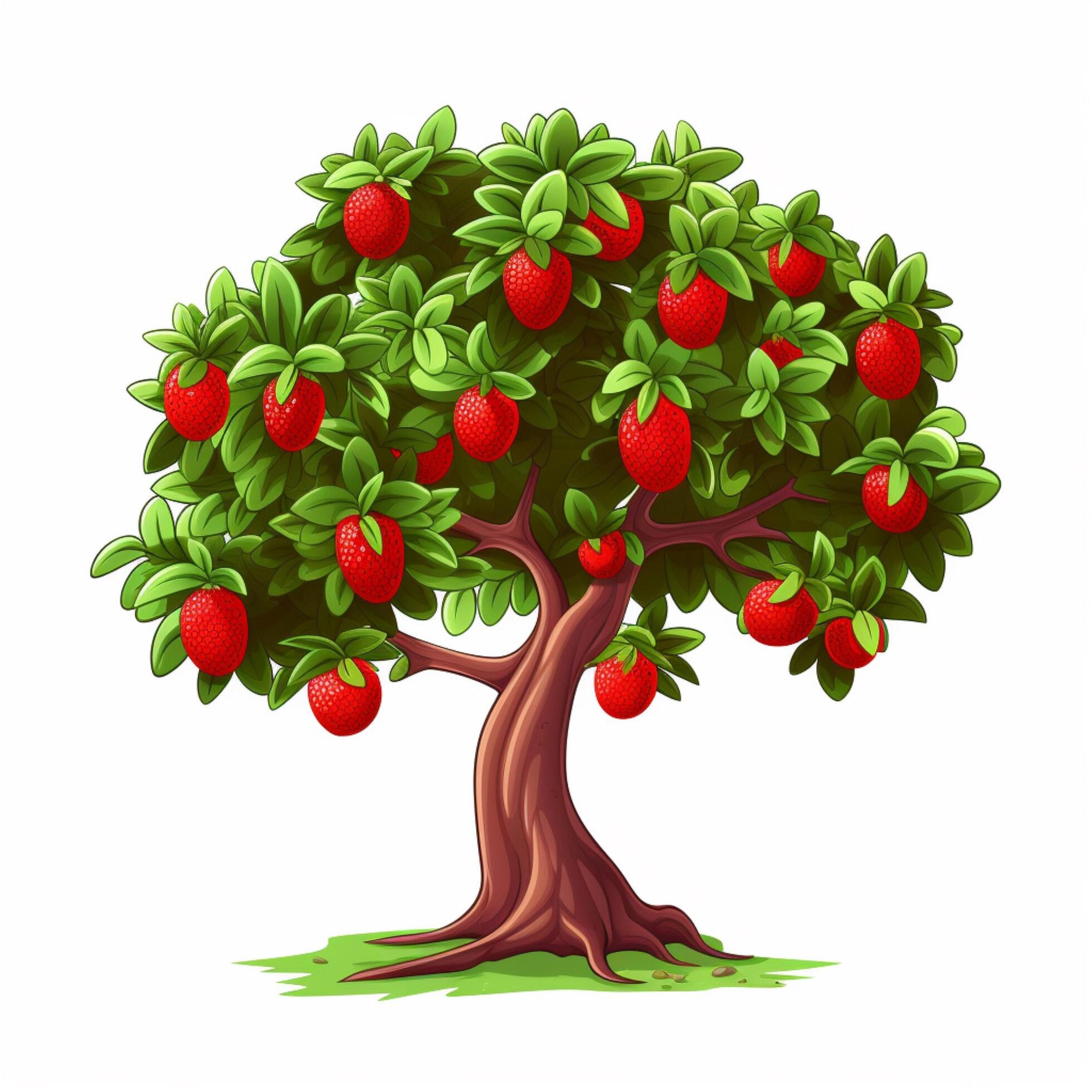Strawberry Tree 2d cartoon vector illustration on white ba 30693231 Stock Photo at Vecteezy