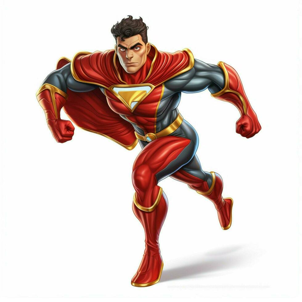 Superhero 2d cartoon illustraton on white background high photo