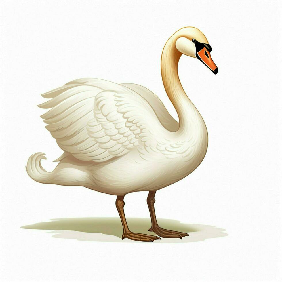 cisne 2d dibujos animados ilustracion en blanco antecedentes alto calificar foto