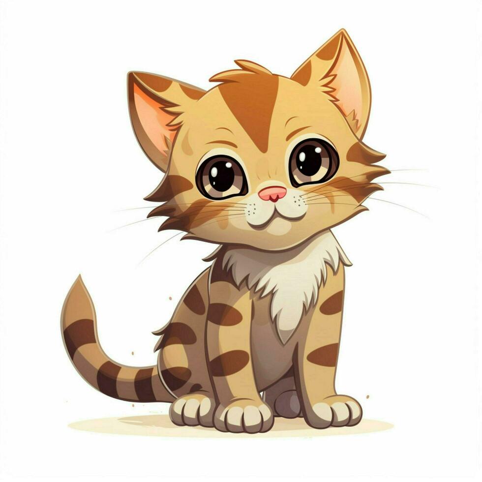 Tabby cat 2d cartoon vector illustration on white backgrou photo