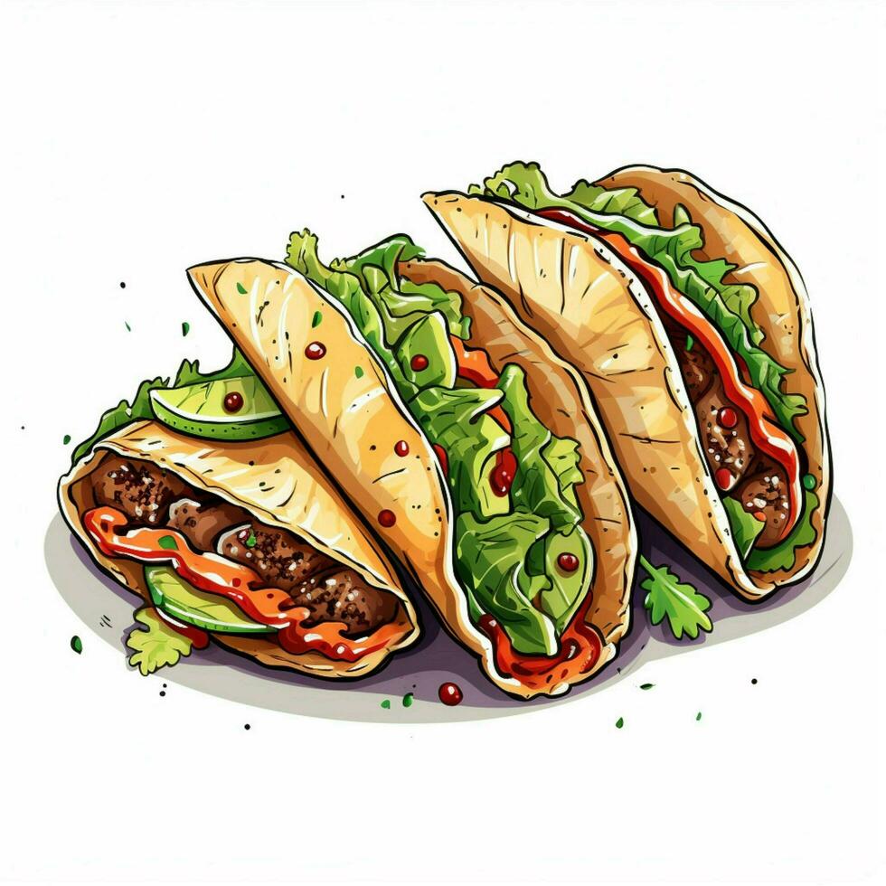 tacos 2d vector ilustración dibujos animados en blanco antecedentes h foto