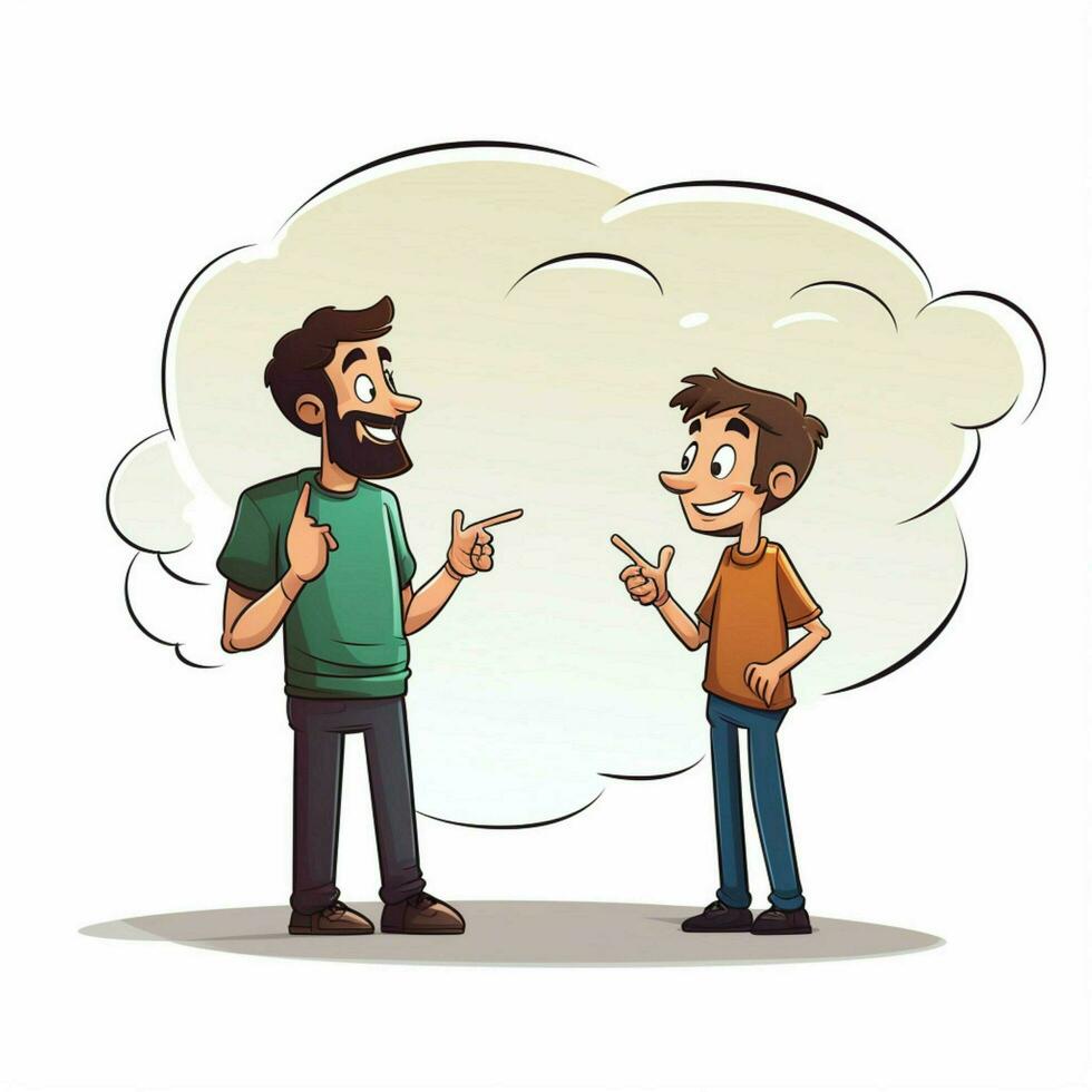 Talking 2d cartoon vector illustration on white background photo