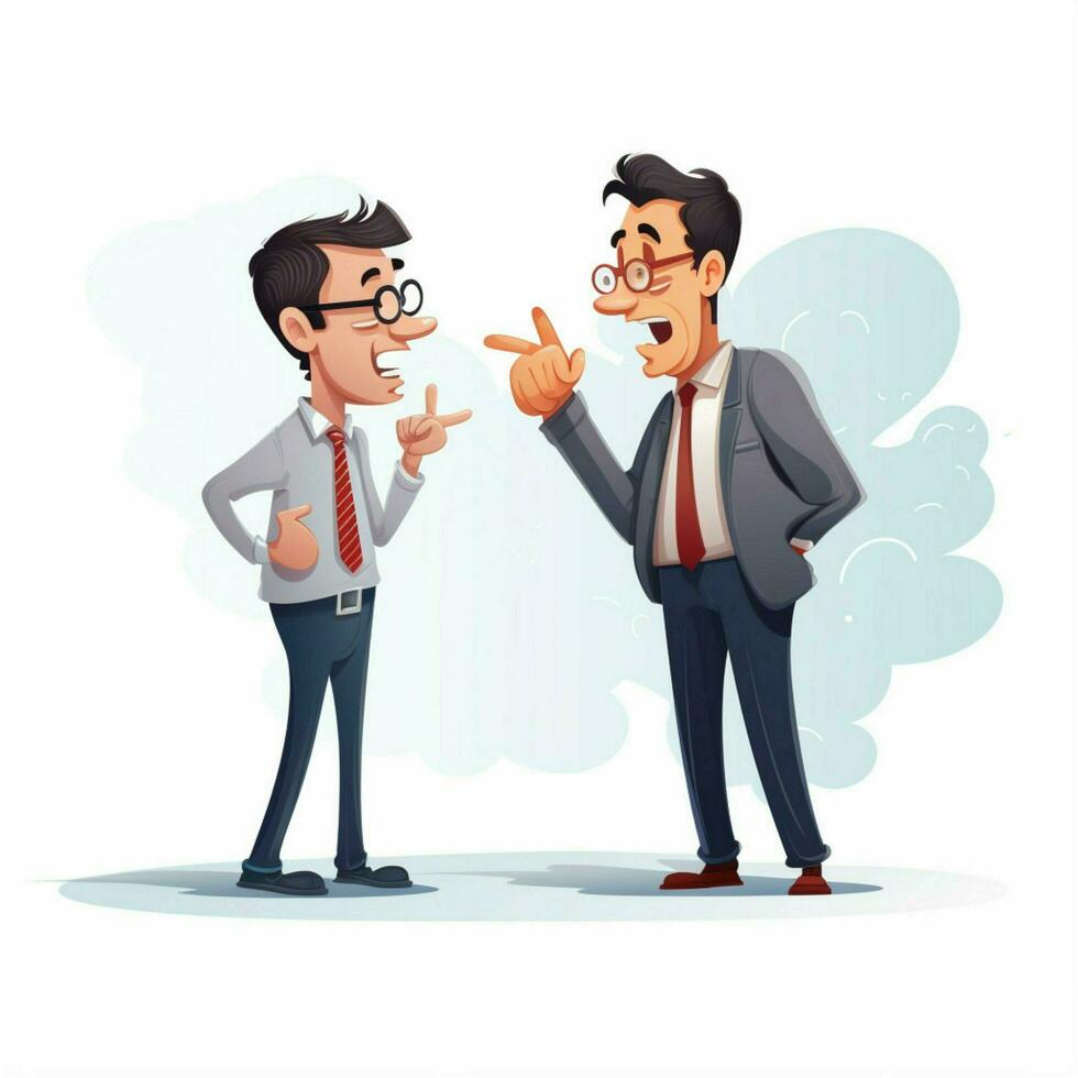 Talking 2d cartoon vector illustration on white background photo