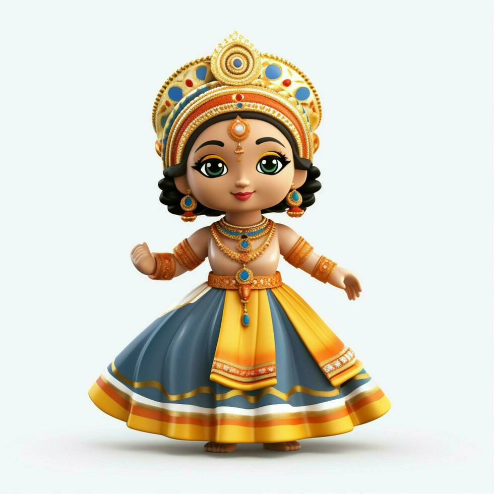 Tanjore doll 2d cartoon illustraton on white background hi photo