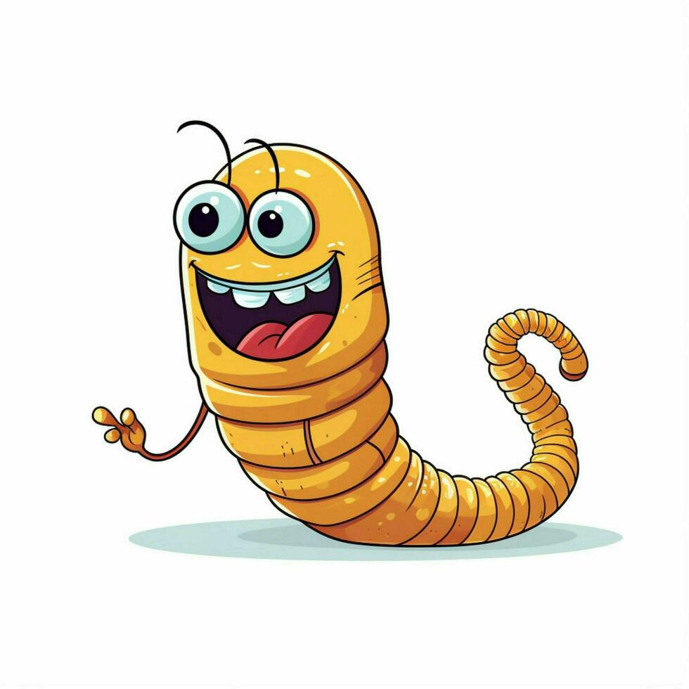 Tapeworm 2d cartoon vector illustration on white backgroun photo