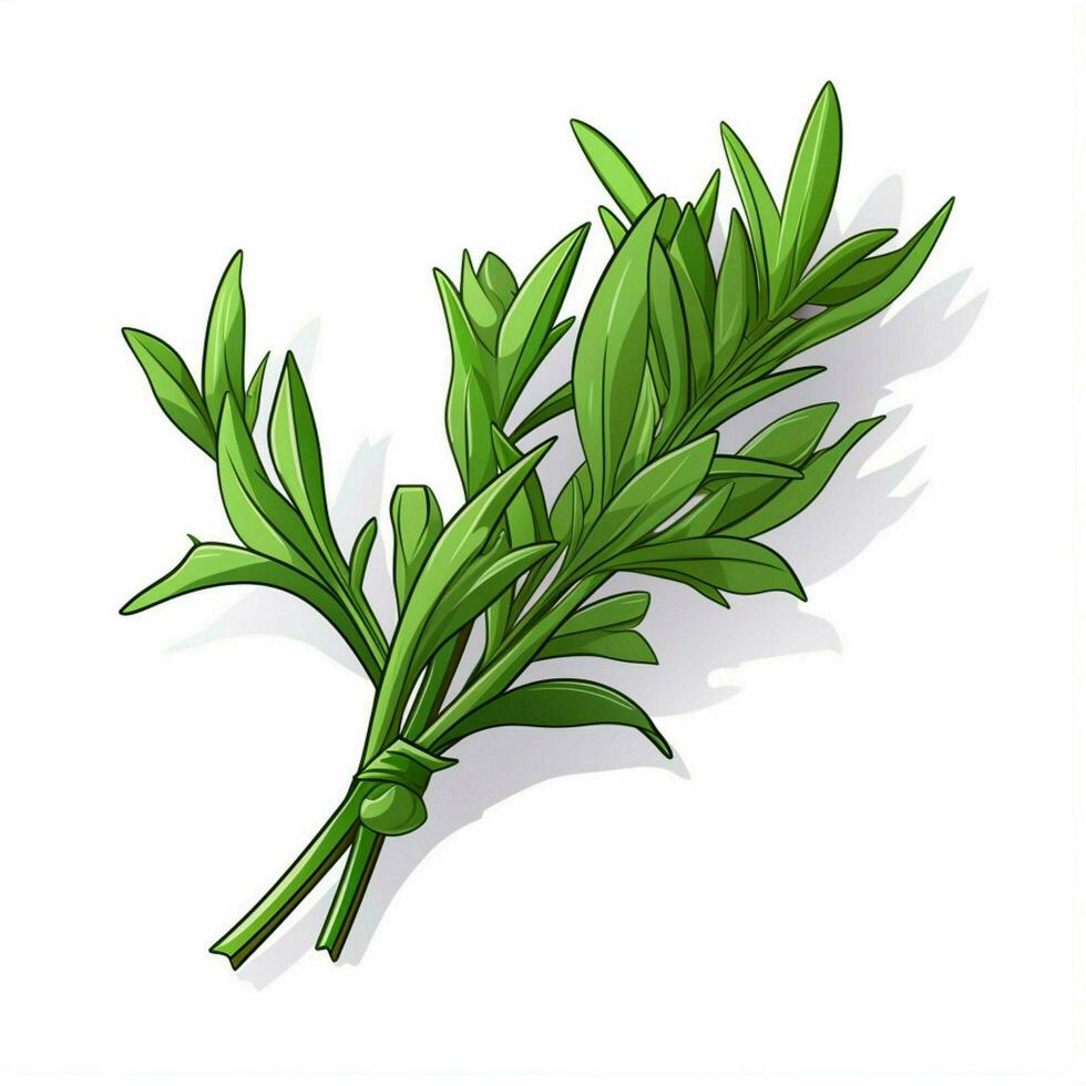 Tarragon 2d cartoon vector illustration on white backgroun photo