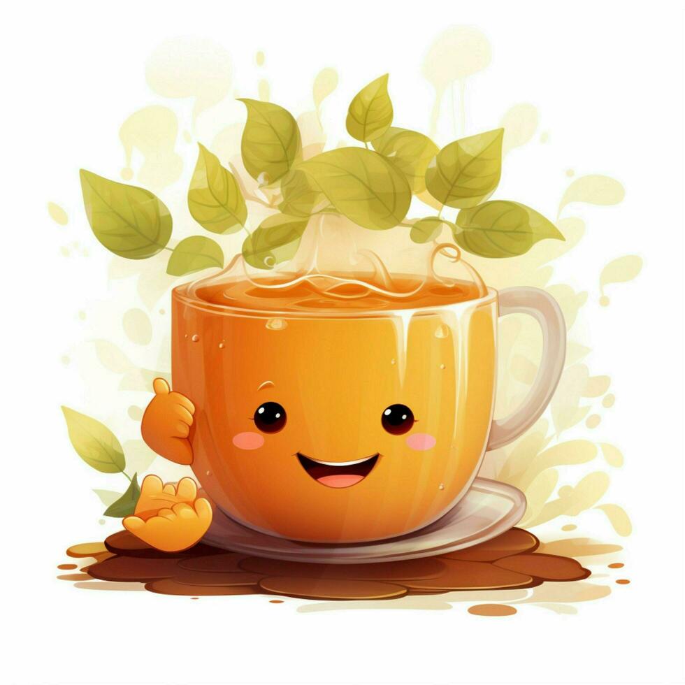 Tea 2d cartoon vector illustration on white background hig photo