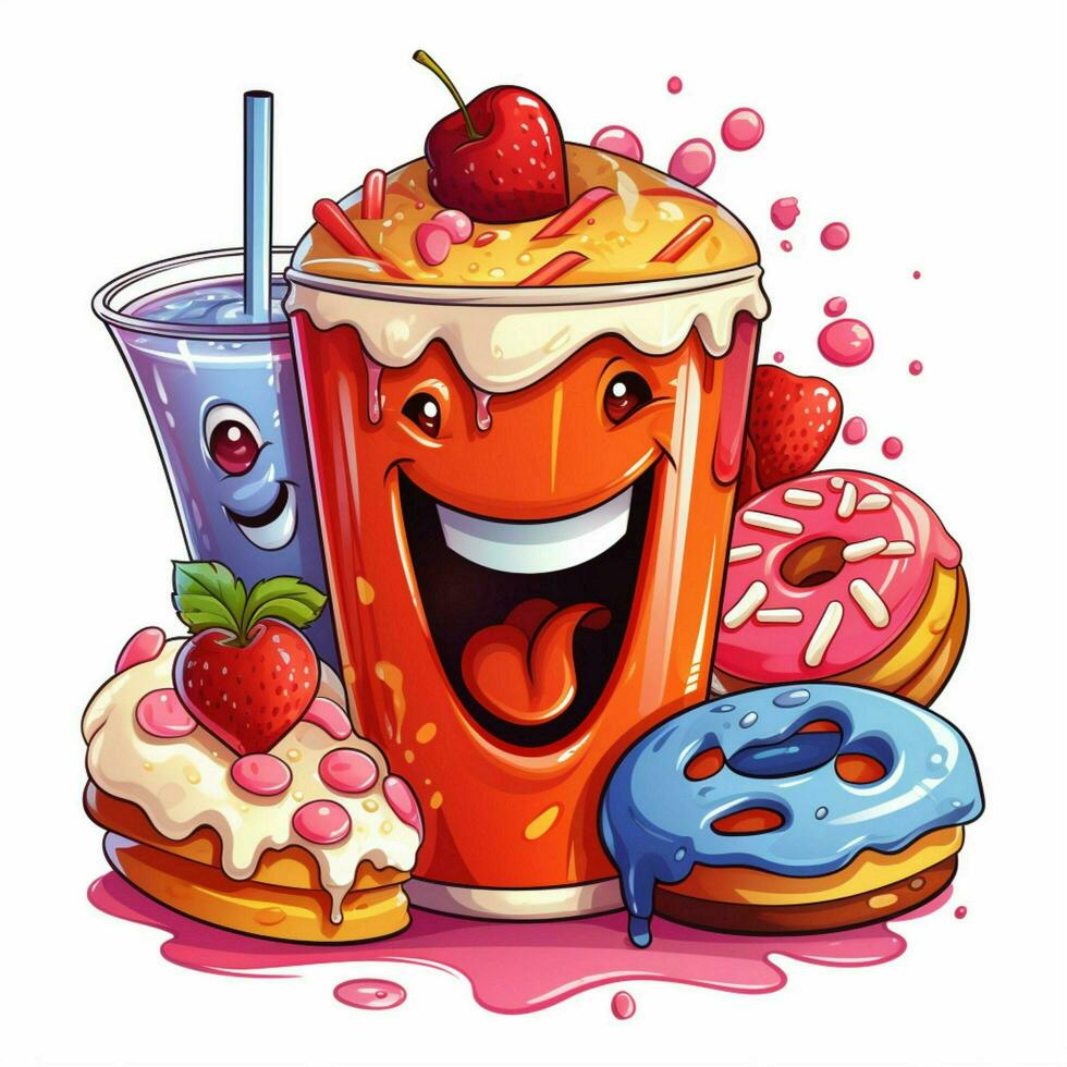 Tasty 2d cartoon vector illustration on white background h photo