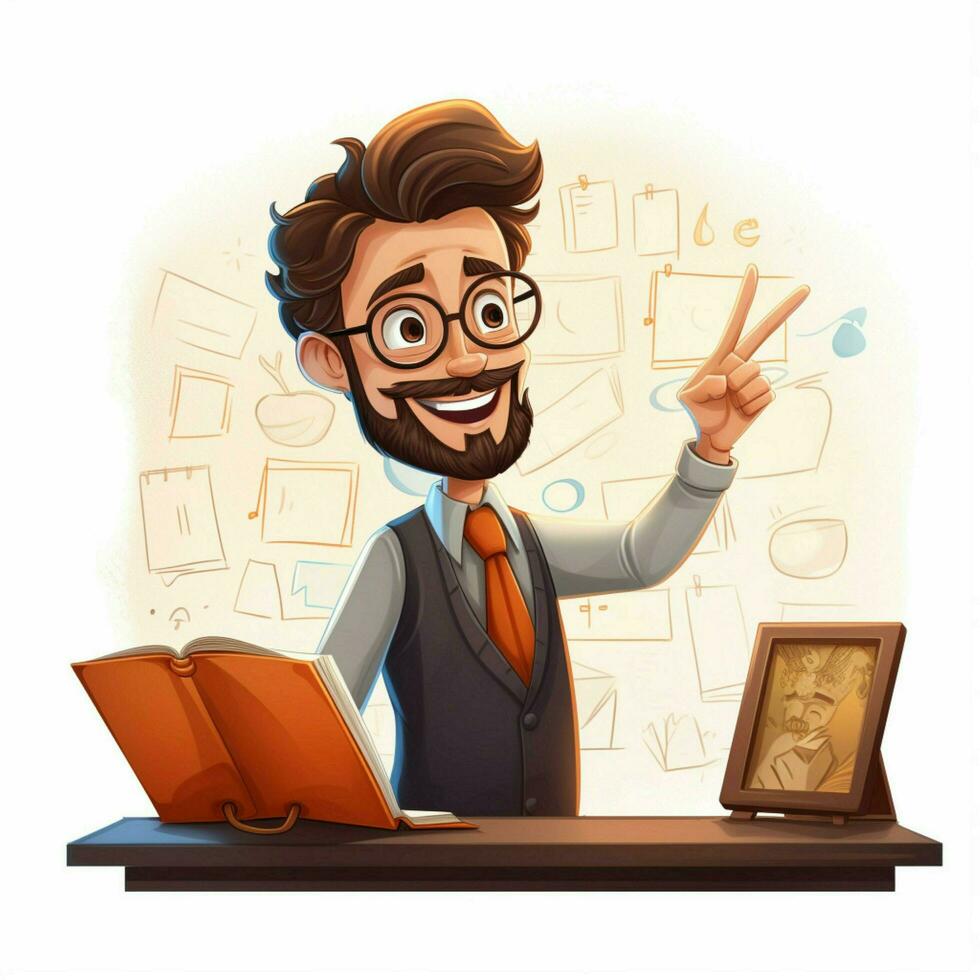 Teacher 2d cartoon vector illustration on white background photo