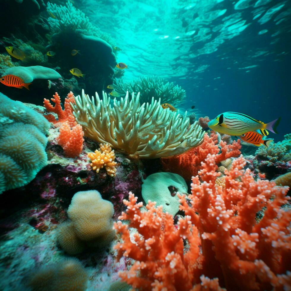 Teal vs coral high quality photo