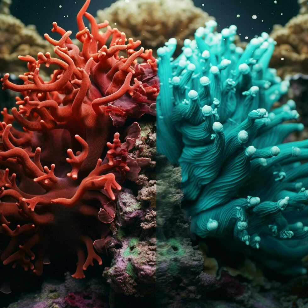 Teal vs coral high quality photo