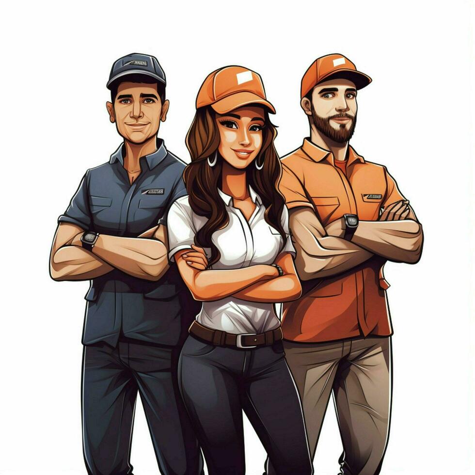 equipo 2d dibujos animados vector ilustración en blanco antecedentes Hola foto