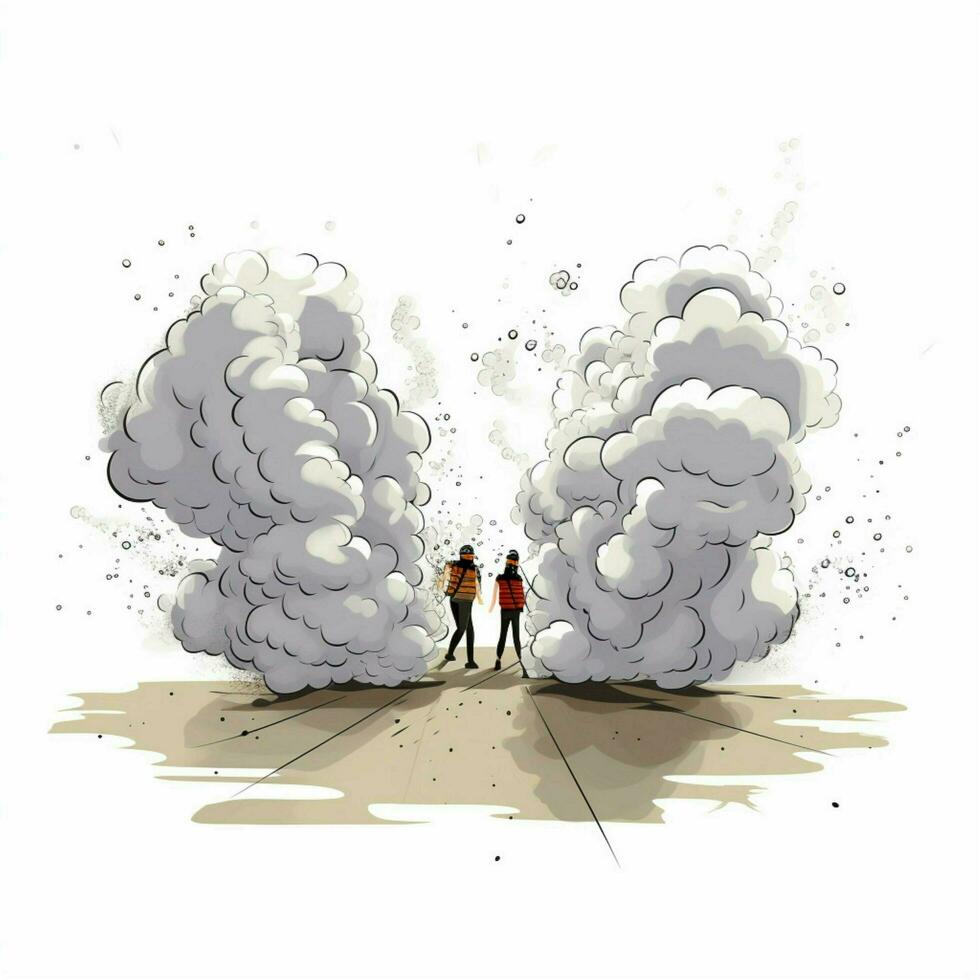 Tear gas 2d cartoon vector illustration on white backgroun photo
