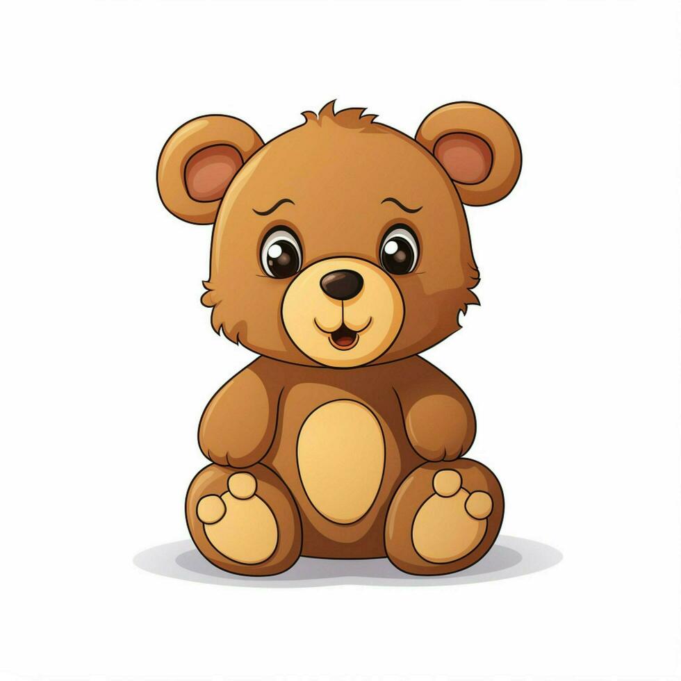 Teddy bear 2d cartoon vector illustration on white backgro photo