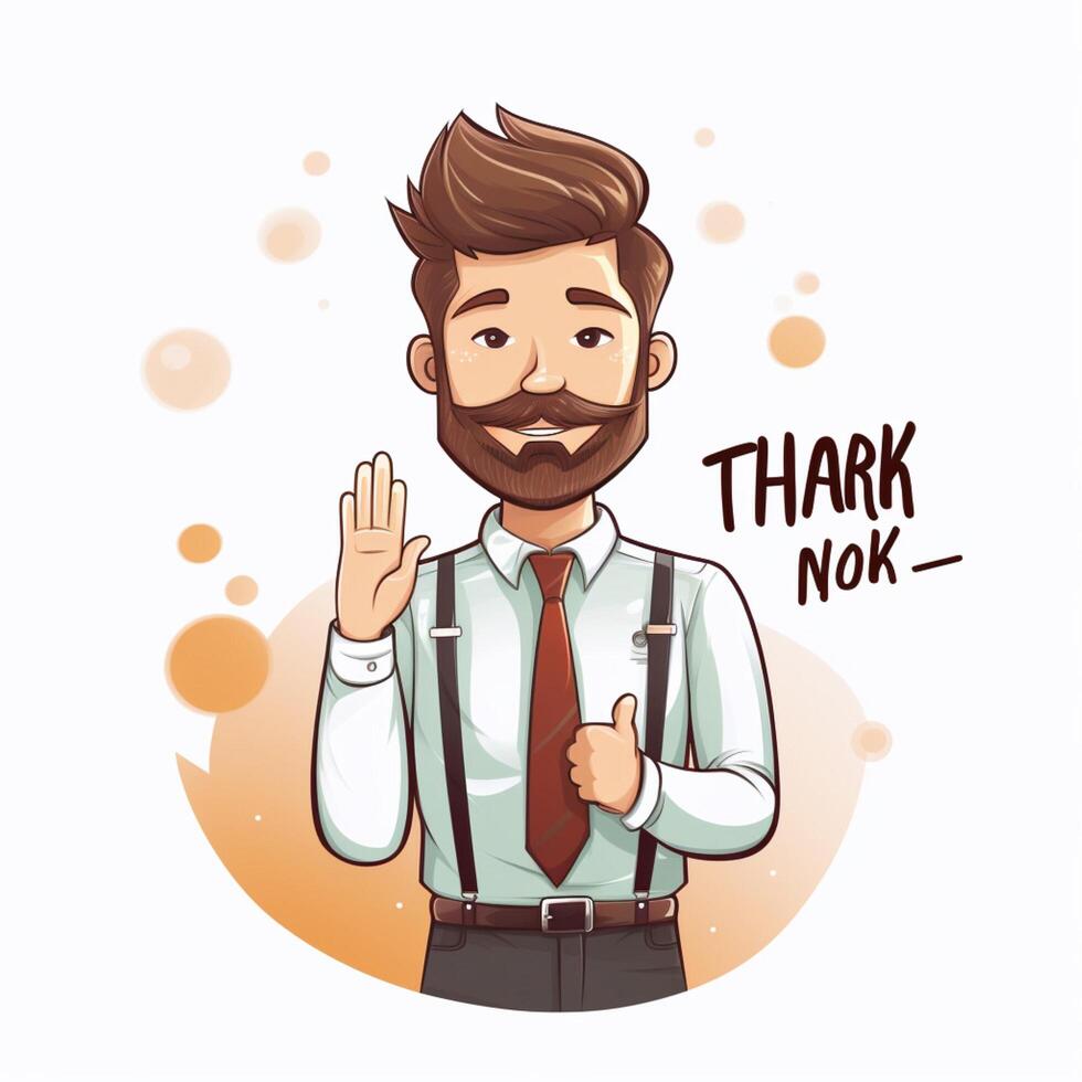 Thank you 2d cartoon vector illustration on white backgrou photo