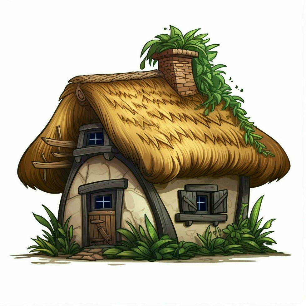 Thatch 2d cartoon vector illustration on white background photo