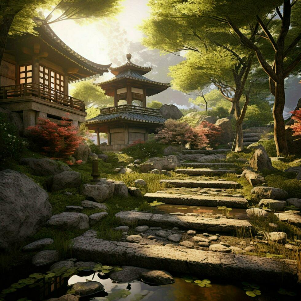 The solace found in a serene Zen garden inviting tranquili photo