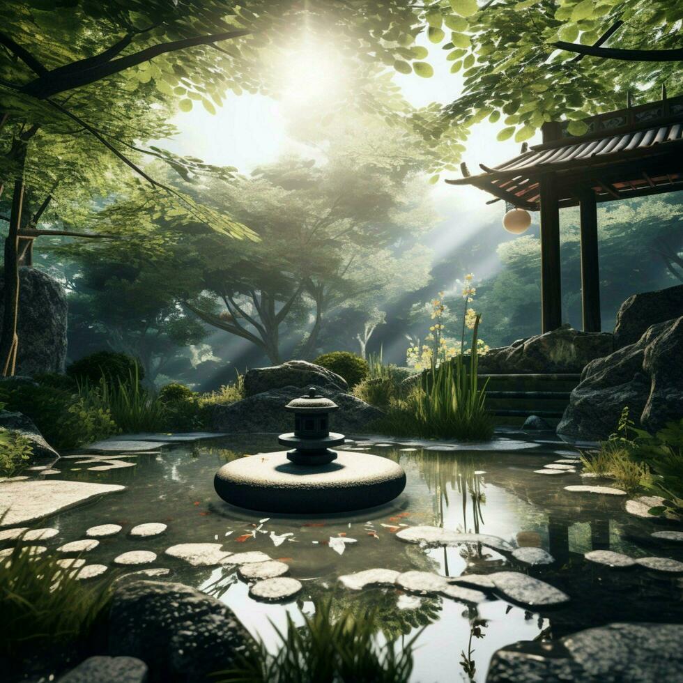 el consuelo encontró en un sereno zen jardín atractivo tranquilo foto