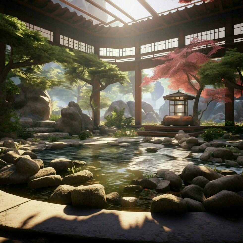 The solace found in a serene Zen garden inviting tranquili photo