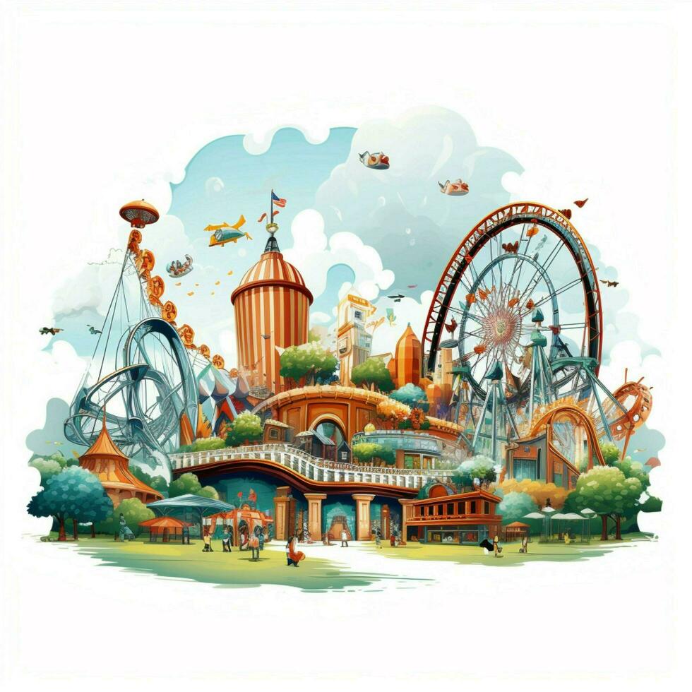 Theme park 2d cartoon vector illustration on white backgro photo