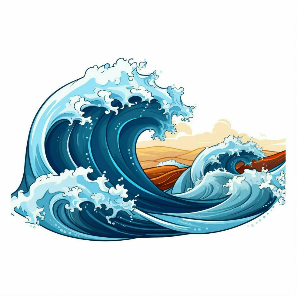 Tidal wave 2d cartoon vector illustration on white backgro photo