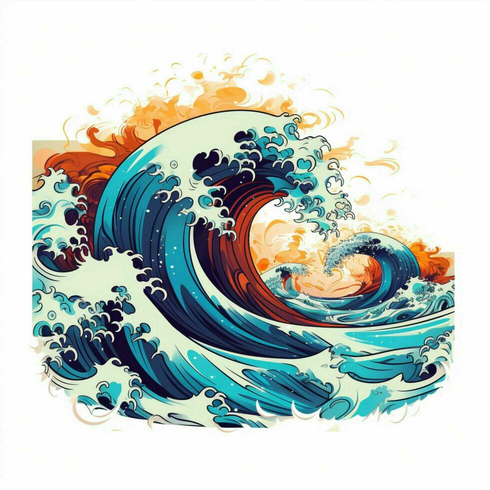 Tidal wave 2d cartoon vector illustration on white backgro photo