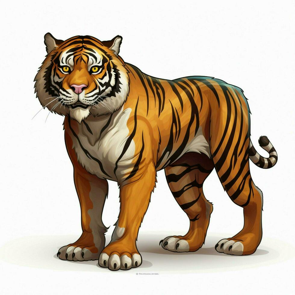 Tiger 2d cartoon vector illustration on white background h photo