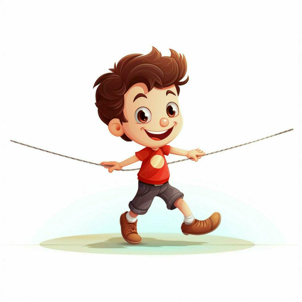 Tightrope 2d cartoon vector illustration on white backgrou photo