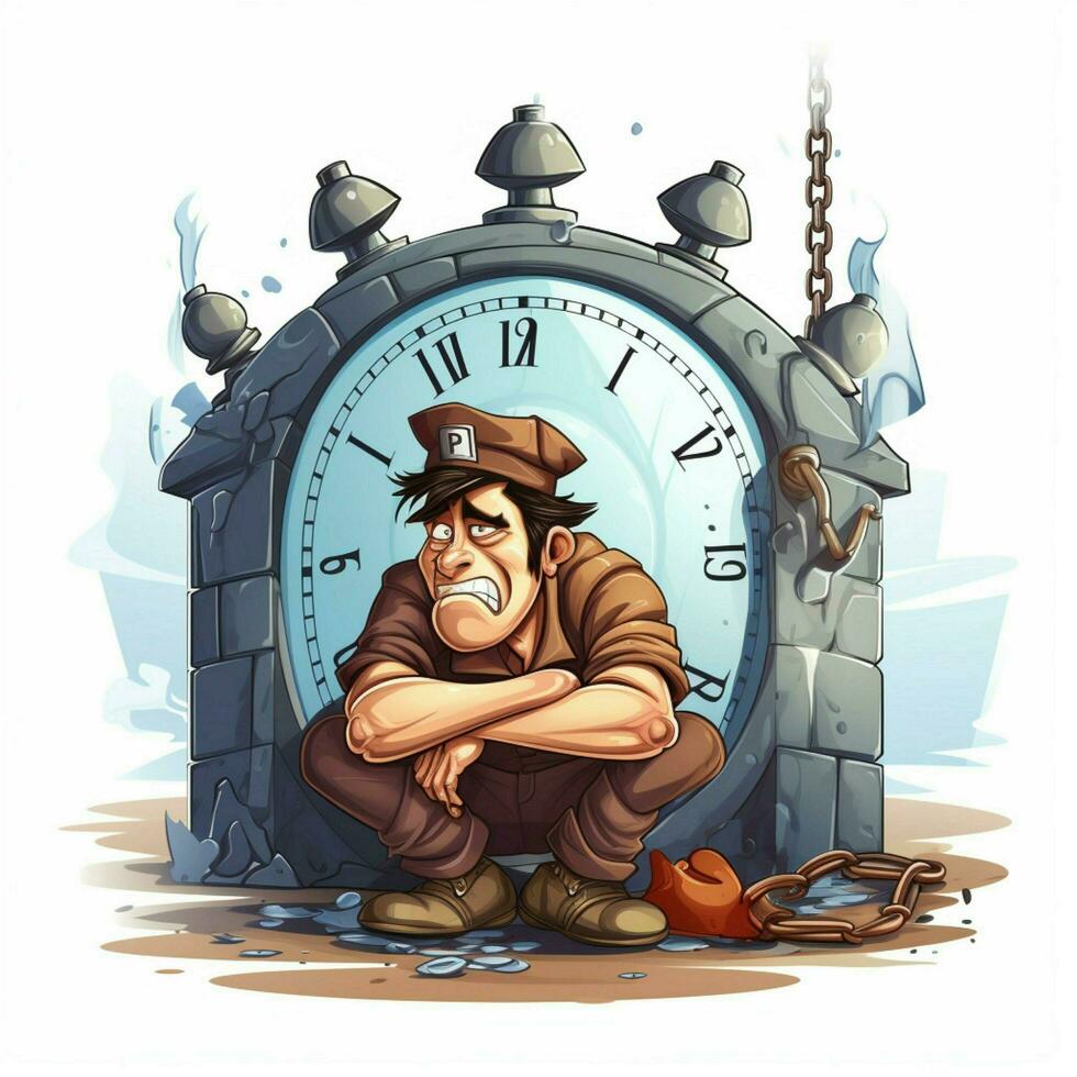 Time-out 2d cartoon vector illustration on white backgroun photo