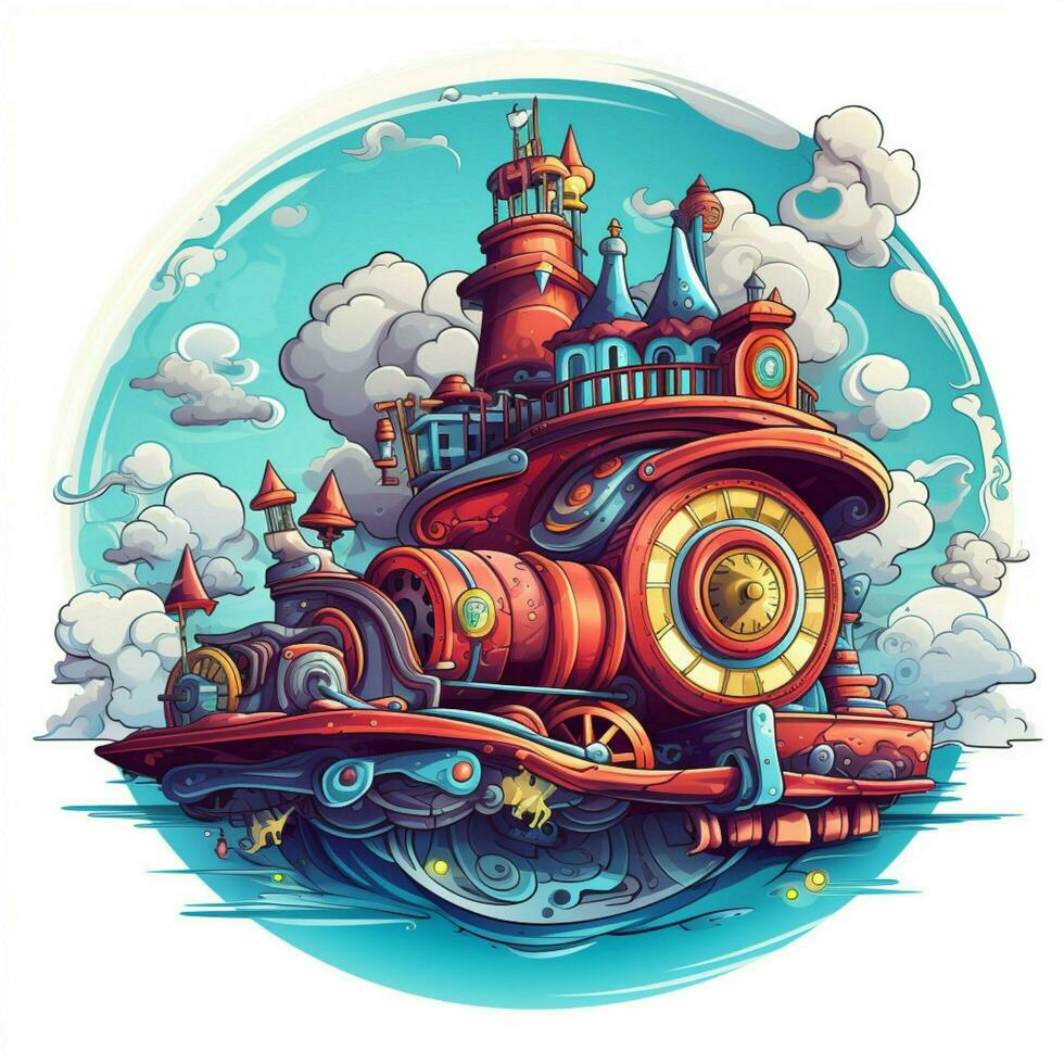 Time machine 2d cartoon vector illustration on white backg photo