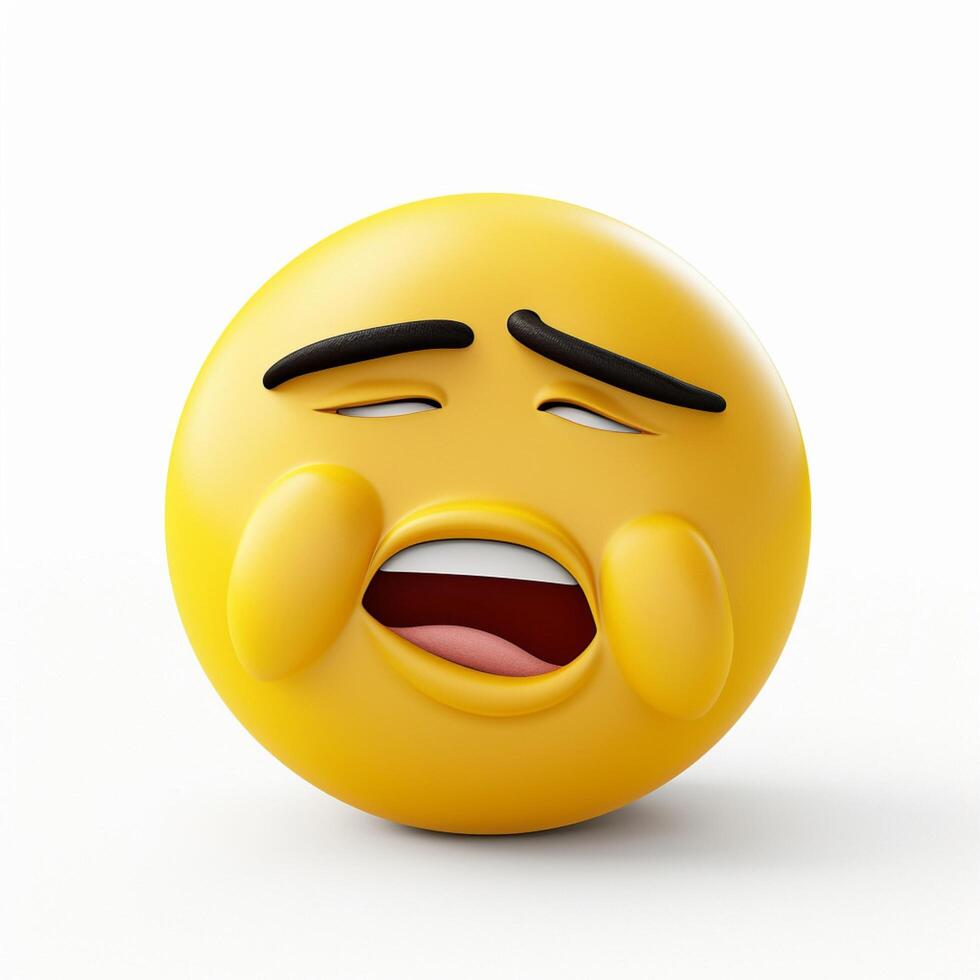 Tired Face emoji on white background high quality 4k hdr photo