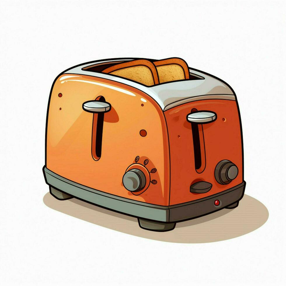 Toaster 2d cartoon illustraton on white background high qu photo