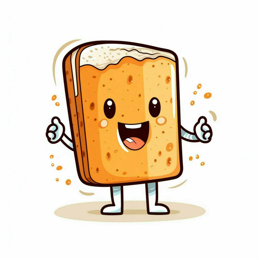 Toast 2d cartoon vector illustration on white background h photo