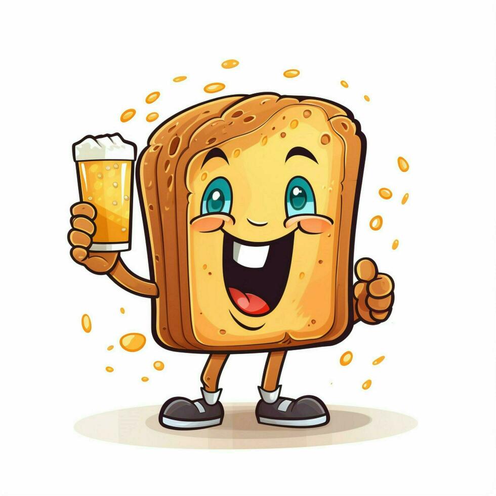 Toast 2d cartoon vector illustration on white background h photo