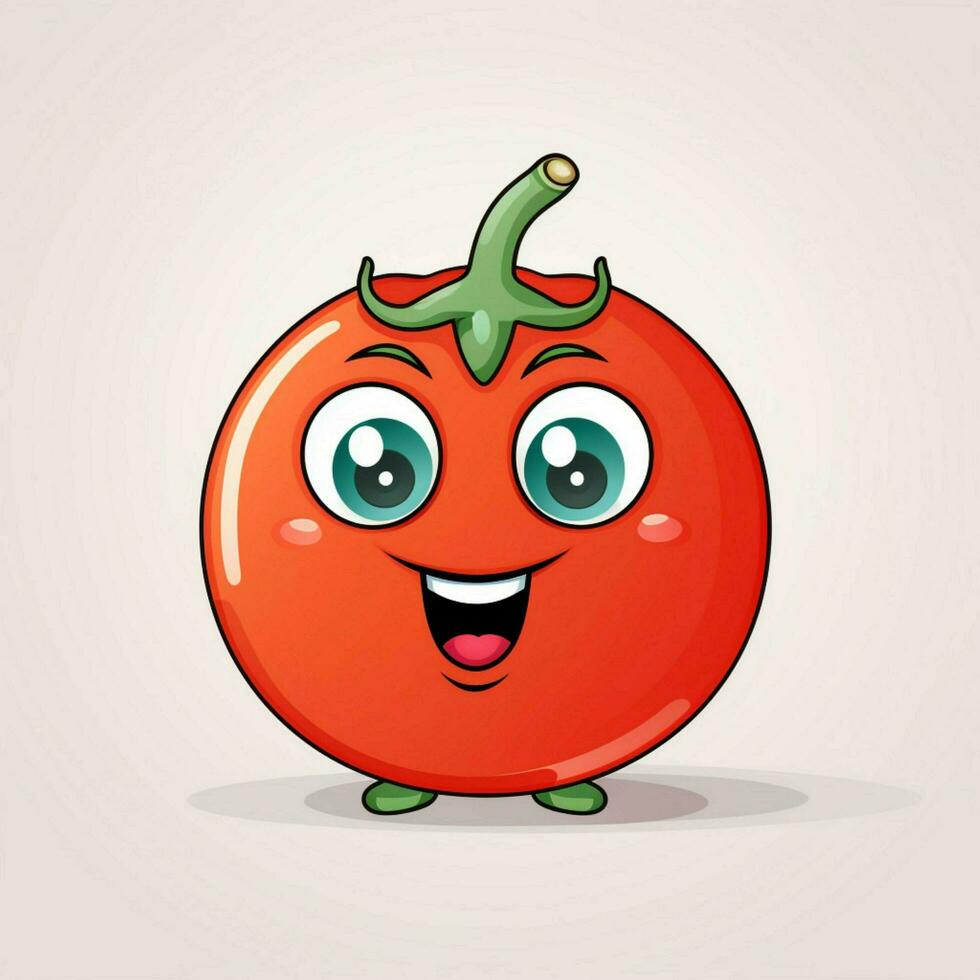 Tomato 2d cartoon vector illustration on white background photo