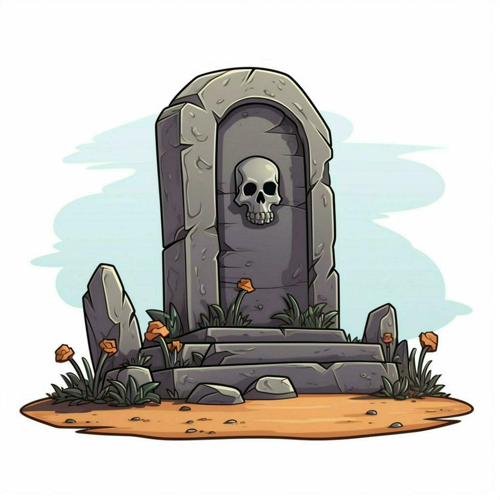 Tombstone 2d cartoon vector illustration on white backgrou photo