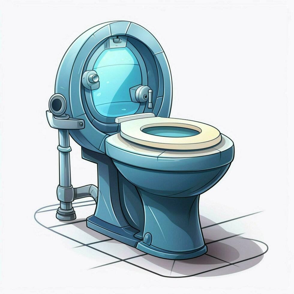 Toilet 2d cartoon vector illustration on white background photo