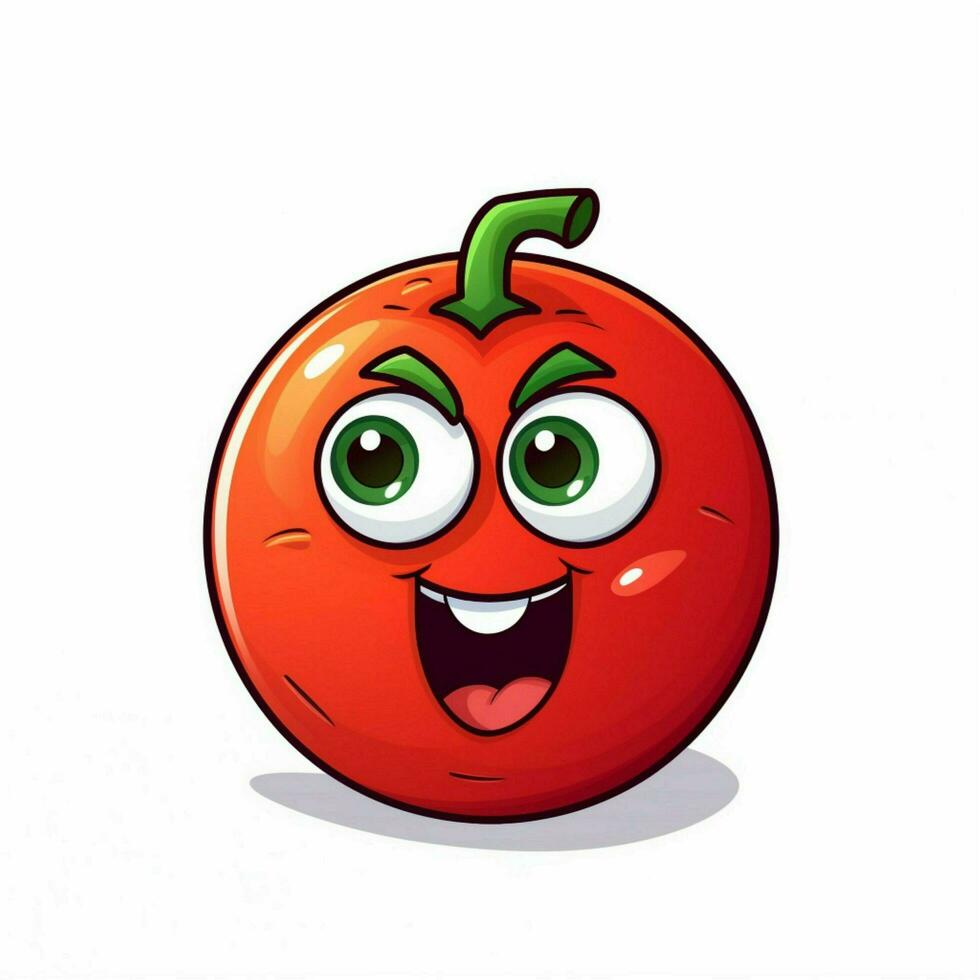 Tomato 2d cartoon vector illustration on white background photo