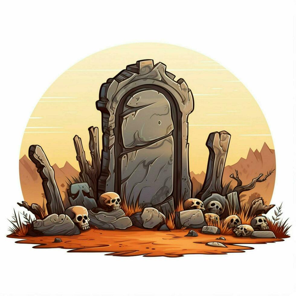 Tombstone 2d cartoon vector illustration on white backgrou photo