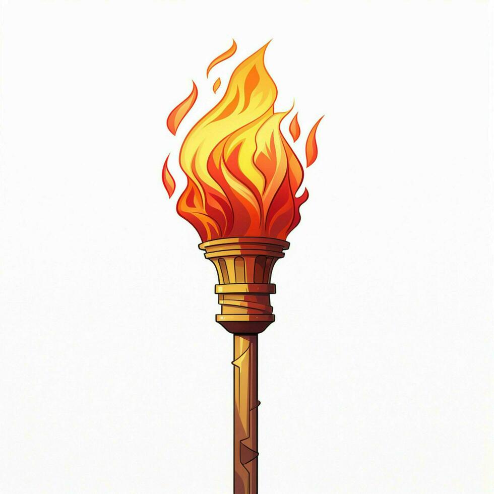 Torch 2d cartoon illustraton on white background high qual photo